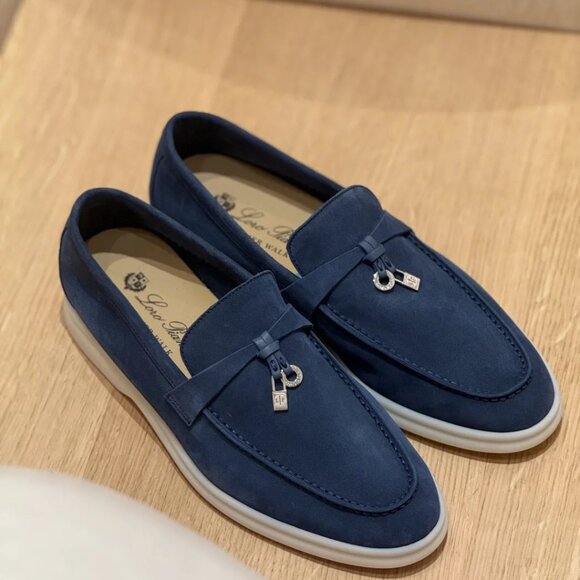 Loro Piana Cream Moccasin-Style Loafers with Elegant Horsebit - Picture 1 of 5